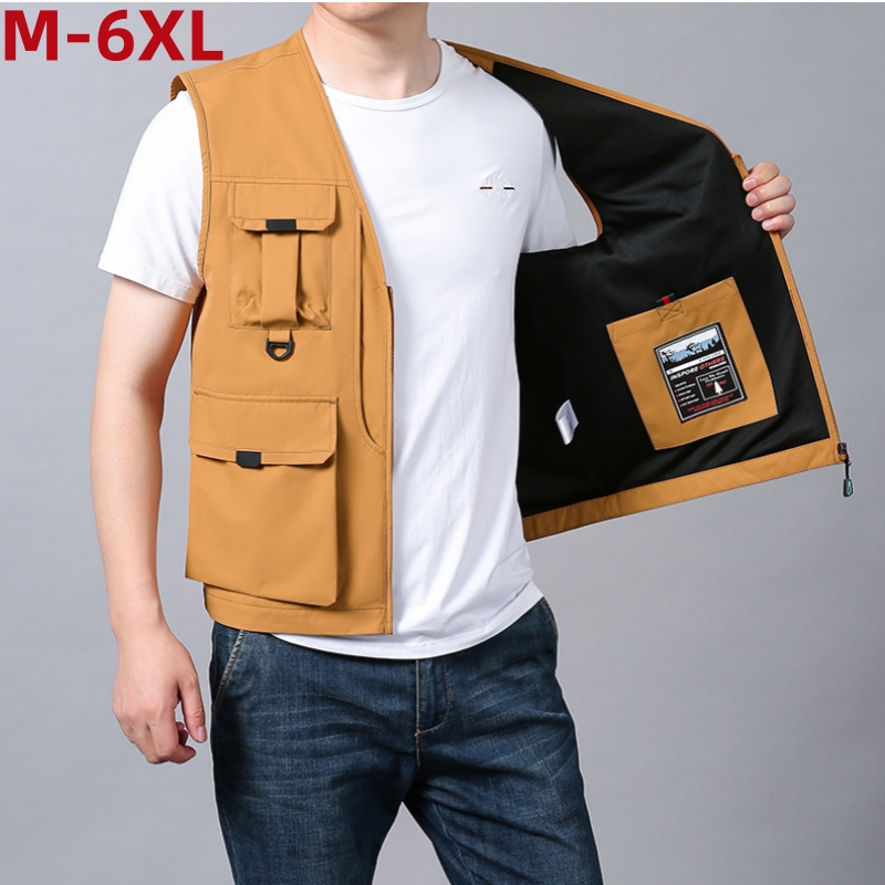 Photography Jacket - Chaleco multibolsillo de talla grande 6xl