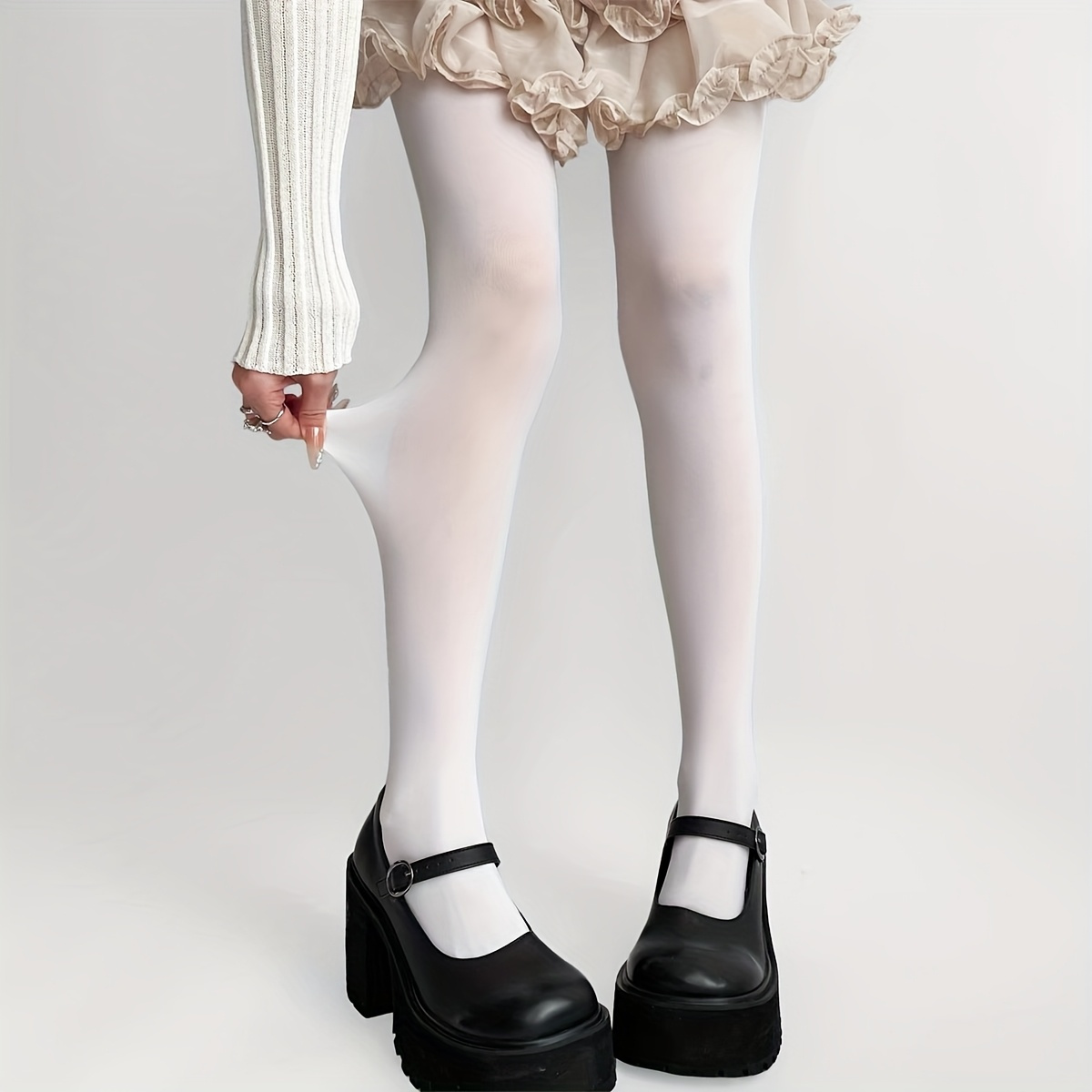 Photography Is - 1 par de elegantes pantimedias blancas
