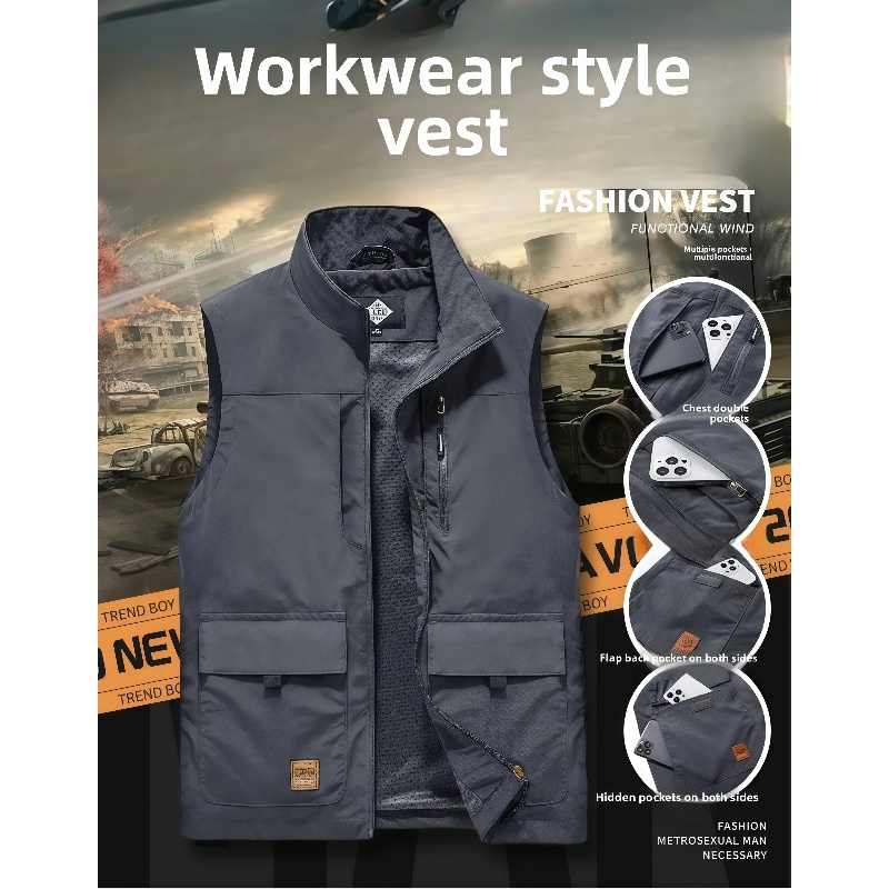 Photography Jacket - Nuevo Chaleco para Hombre, Primavera-Otoño, Multibolsillos,